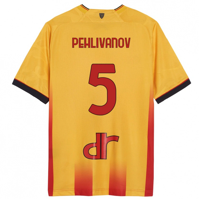 Danxen Homme Maillot Cristian Pehlivanov #5 Jaune Orange Tenues Domicile 2025/26 T-Shirt