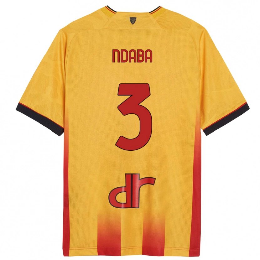 Danxen Homme Maillot Corrie Ndaba #3 Jaune Orange Tenues Domicile 2025/26 T-Shirt