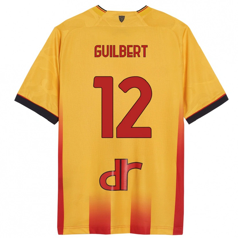 Danxen Homme Maillot Frédéric Guilbert #12 Jaune Orange Tenues Domicile 2025/26 T-Shirt