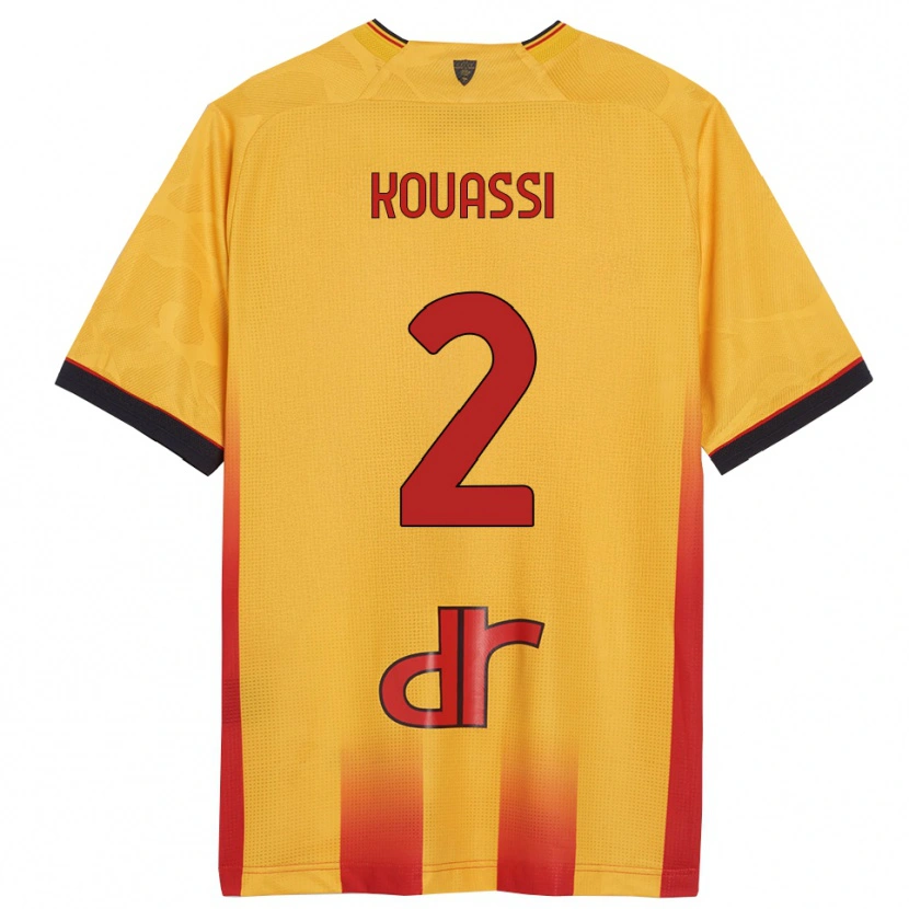 Danxen Homme Maillot Christ-Owen Kouassi #2 Jaune Orange Tenues Domicile 2025/26 T-Shirt