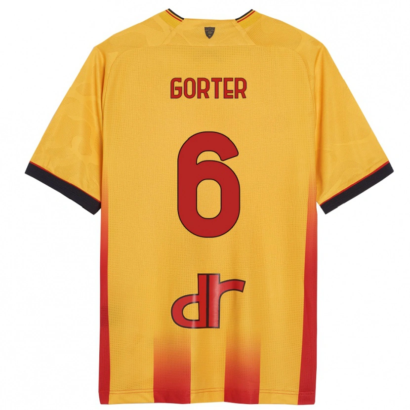 Danxen Homme Maillot Olaf Gorter #6 Jaune Orange Tenues Domicile 2025/26 T-Shirt