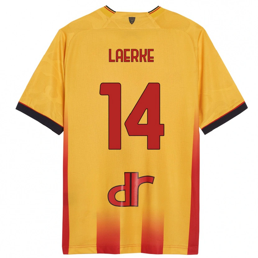 Danxen Homme Maillot Hjalte Laerke #14 Jaune Orange Tenues Domicile 2025/26 T-Shirt
