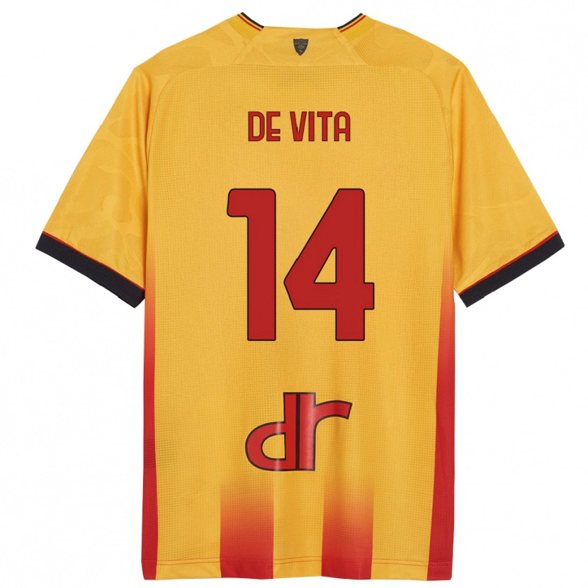 Danxen Homme Maillot Mattia De Vita #14 Jaune Orange Tenues Domicile 2025/26 T-Shirt