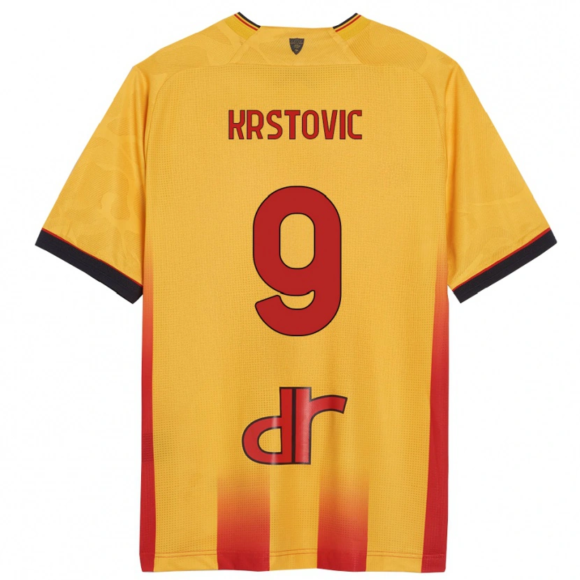 Danxen Homme Maillot Nikola Krstović #9 Jaune Orange Tenues Domicile 2025/26 T-Shirt
