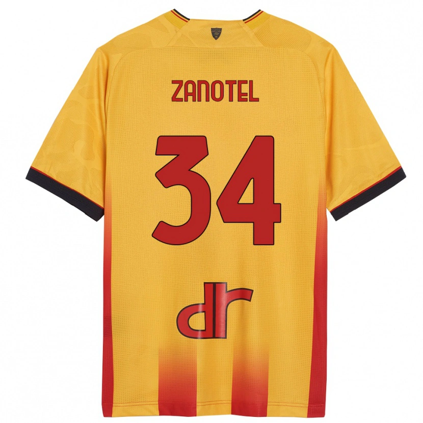 Danxen Homme Maillot Giovanni Zanotel #34 Jaune Orange Tenues Domicile 2025/26 T-Shirt