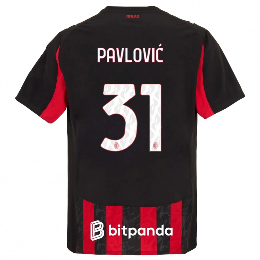 Danxen Homme Maillot Strahinja Pavlović #31 Rouge Noir Tenues Domicile 2025/26 T-Shirt