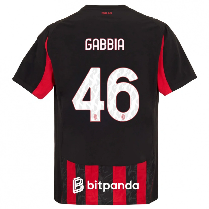 Danxen Homme Maillot Matteo Gabbia #46 Rouge Noir Tenues Domicile 2025/26 T-Shirt