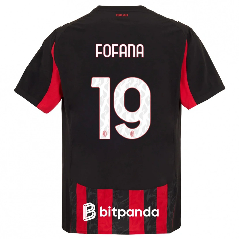 Danxen Homme Maillot Youssouf Fofana #19 Rouge Noir Tenues Domicile 2025/26 T-Shirt