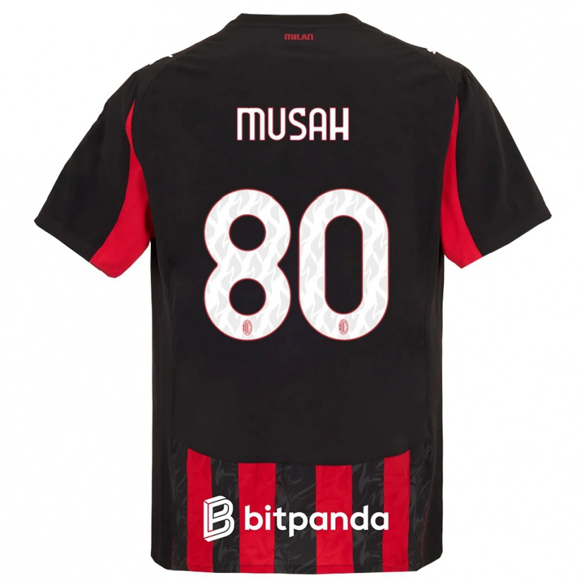 Danxen Homme Maillot Yunus Musah #80 Rouge Noir Tenues Domicile 2025/26 T-Shirt