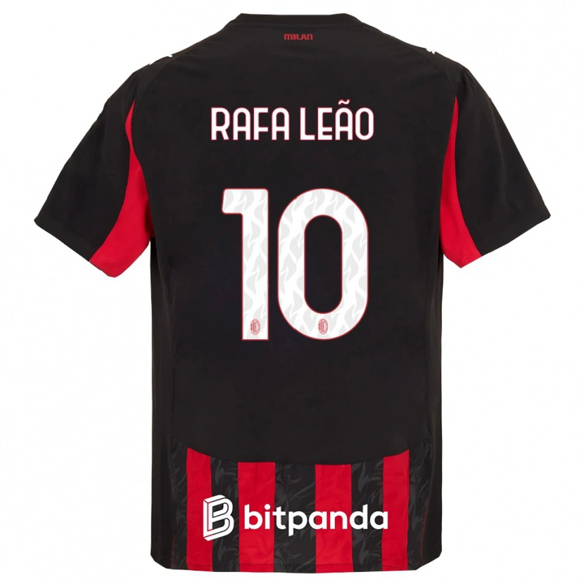 Danxen Homme Maillot Rafael Leão #10 Rouge Noir Tenues Domicile 2025/26 T-Shirt