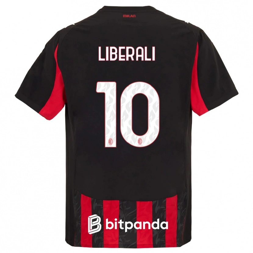 Danxen Homme Maillot Mattia Liberali #10 Rouge Noir Tenues Domicile 2025/26 T-Shirt