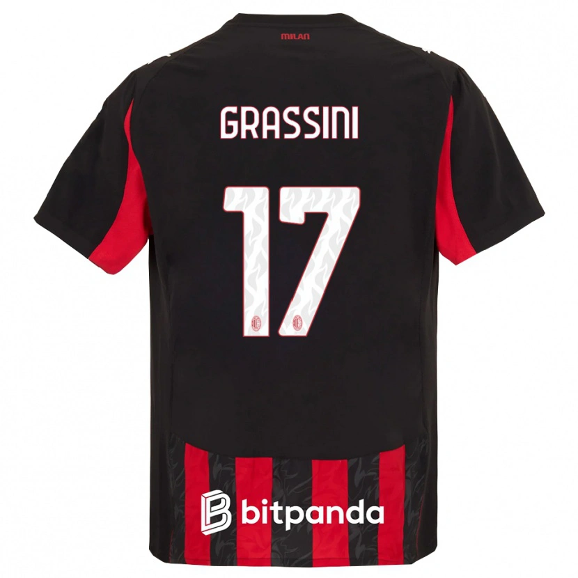 Danxen Homme Maillot Riccardo Grassini #17 Rouge Noir Tenues Domicile 2025/26 T-Shirt