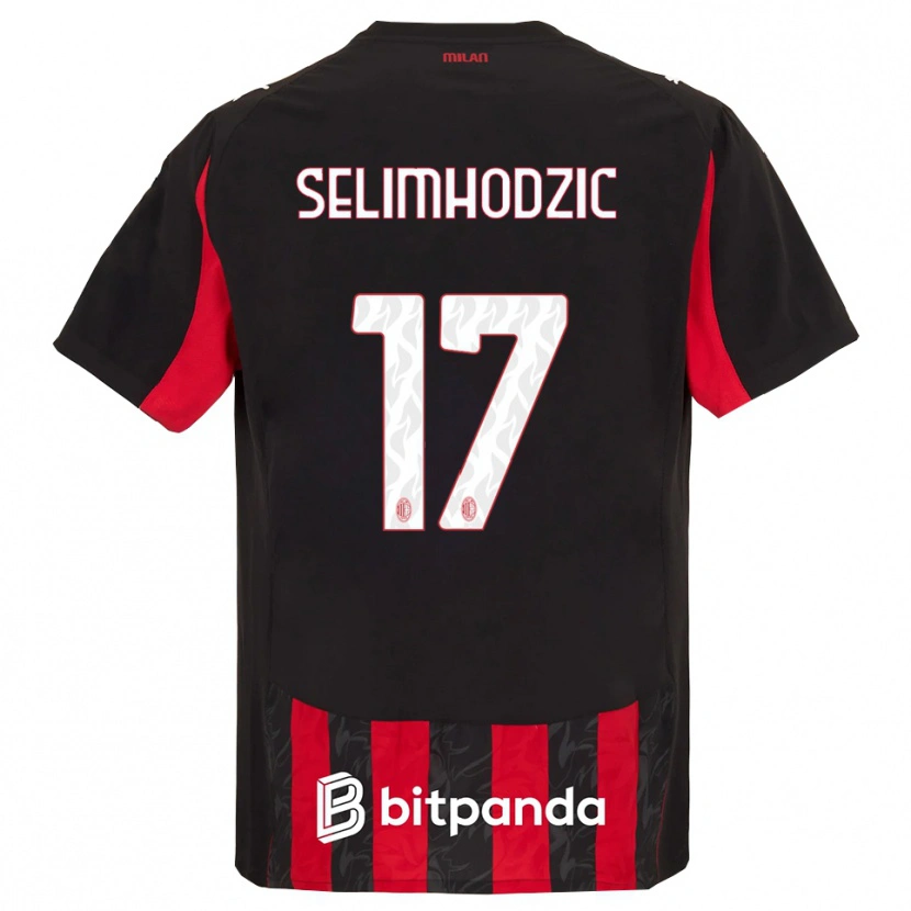 Danxen Homme Maillot Noa Selimhodzic #17 Rouge Noir Tenues Domicile 2025/26 T-Shirt