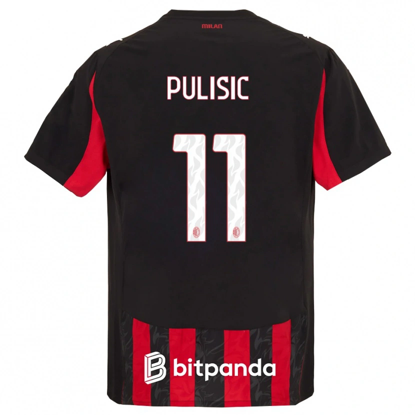 Danxen Homme Maillot Christian Pulisic #11 Rouge Noir Tenues Domicile 2025/26 T-Shirt