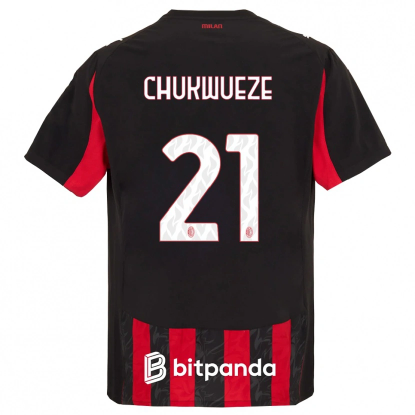 Danxen Homme Maillot Samuel Chukwueze #21 Rouge Noir Tenues Domicile 2025/26 T-Shirt