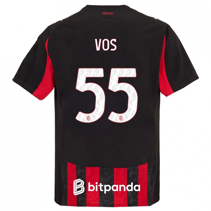 Danxen Homme Maillot Silvano Vos #55 Rouge Noir Tenues Domicile 2025/26 T-Shirt