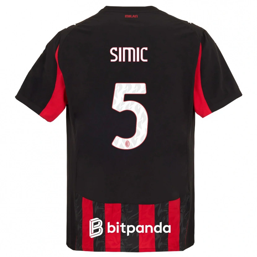 Danxen Homme Maillot Jan-Carlo Simic #5 Rouge Noir Tenues Domicile 2025/26 T-Shirt