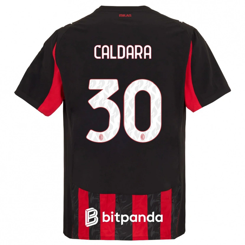 Danxen Homme Maillot Mattia Caldara #30 Rouge Noir Tenues Domicile 2025/26 T-Shirt