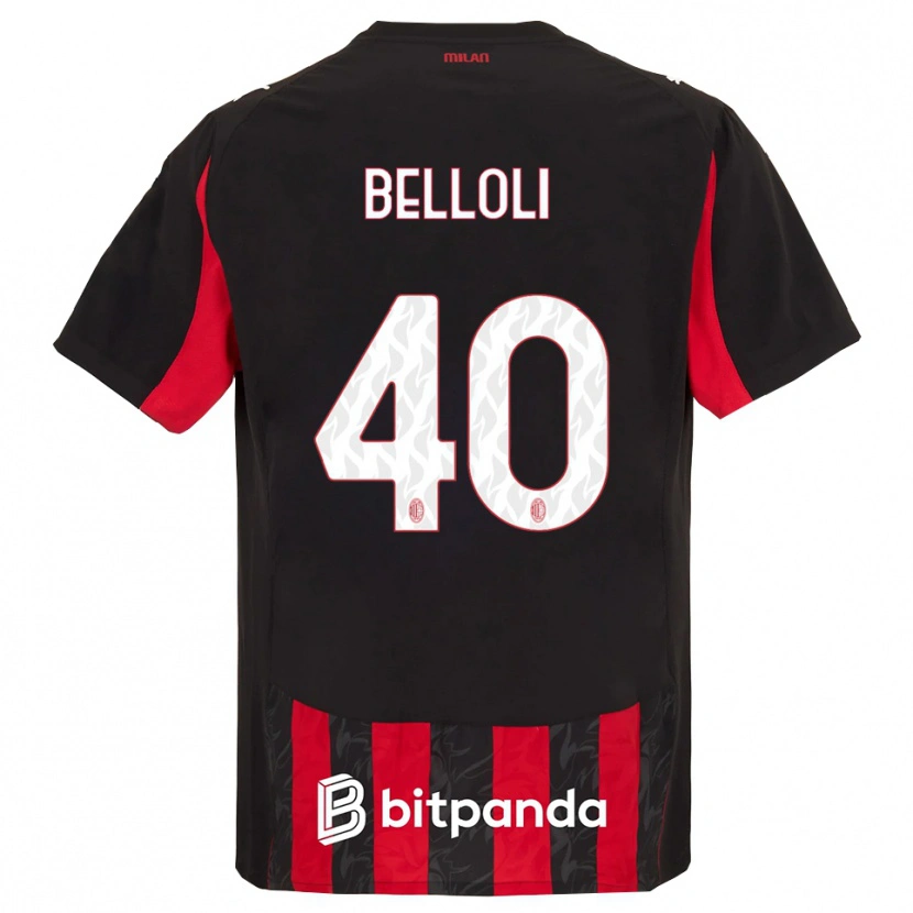 Danxen Homme Maillot Sofia Belloli #40 Rouge Noir Tenues Domicile 2025/26 T-Shirt
