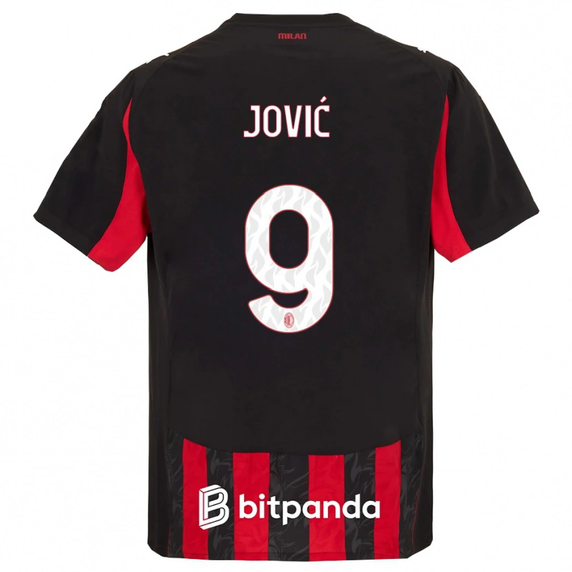 Danxen Homme Maillot Luka Jovic #9 Rouge Noir Tenues Domicile 2025/26 T-Shirt