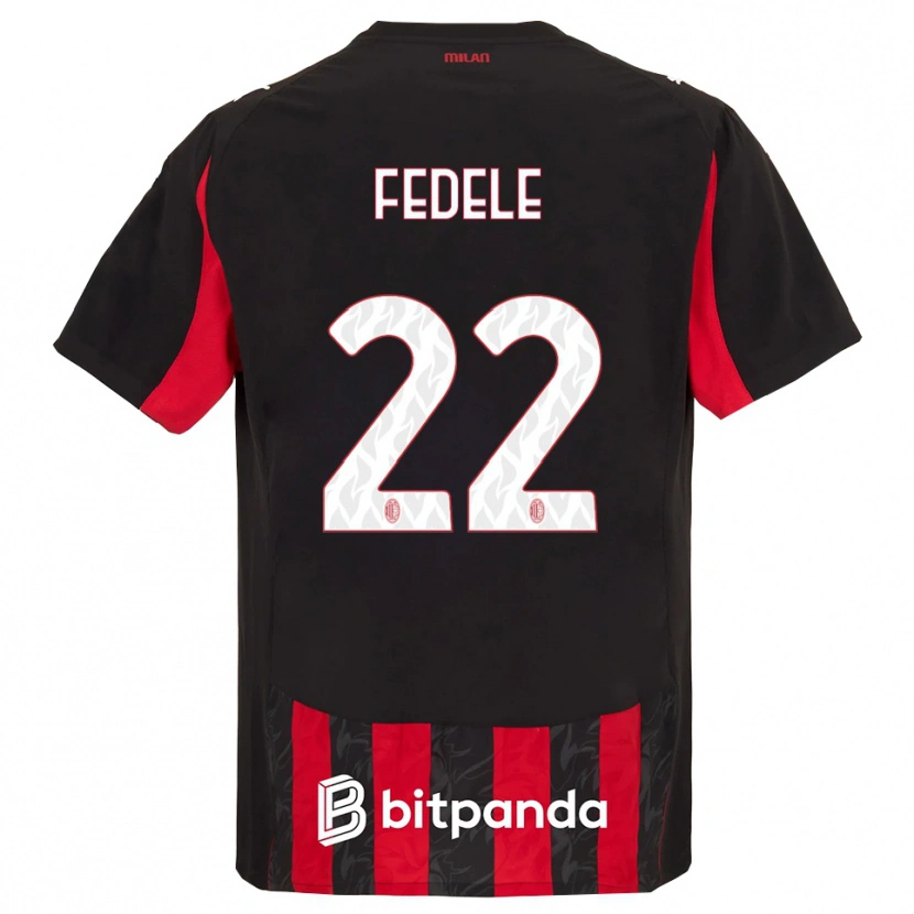 Danxen Homme Maillot Noemi Fedele #22 Rouge Noir Tenues Domicile 2025/26 T-Shirt