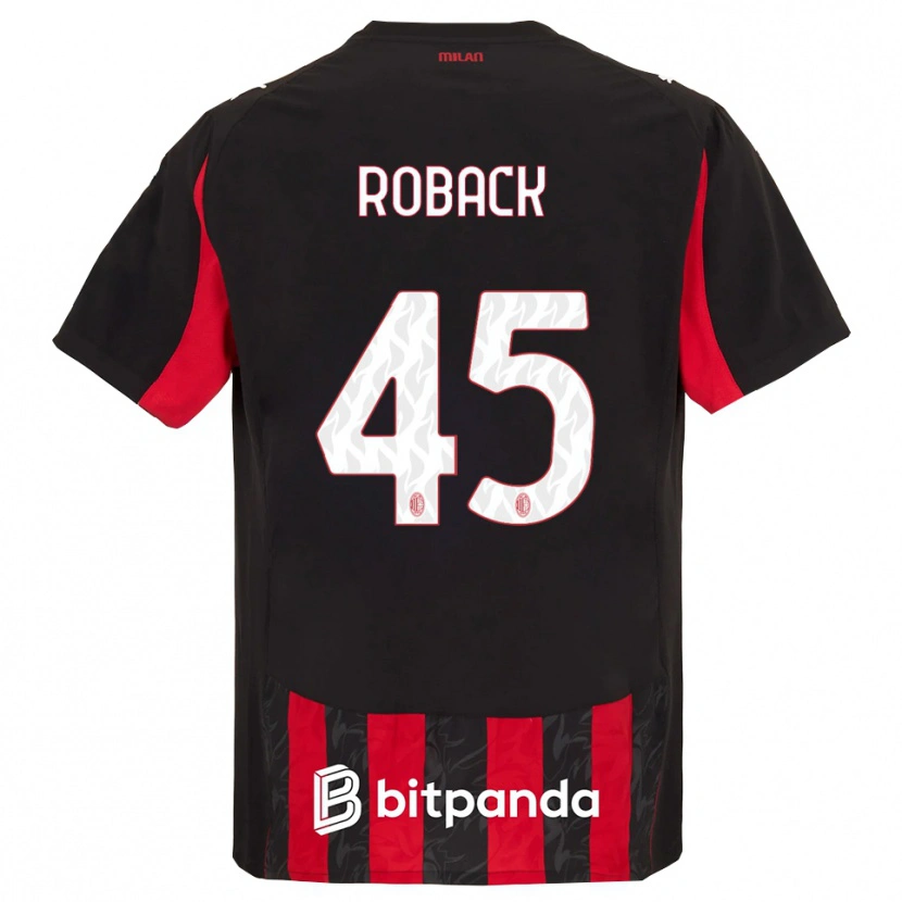 Danxen Homme Maillot Emil Roback #45 Rouge Noir Tenues Domicile 2025/26 T-Shirt