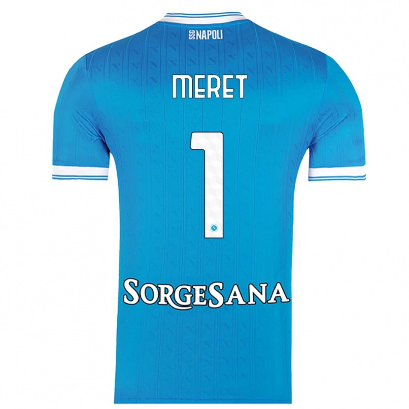 Danxen Homme Maillot Alex Meret #1 Bleu Ciel Blanc Tenues Domicile 2025/26 T-Shirt