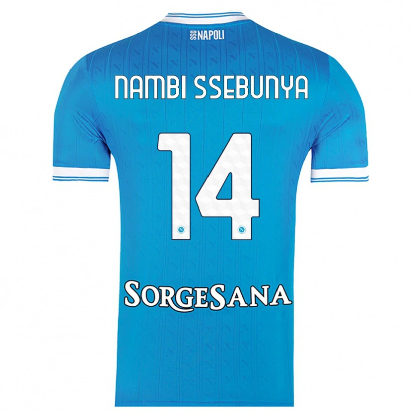 Danxen Homme Maillot Violah Nambi Ssebunya #14 Bleu Ciel Blanc Tenues Domicile 2025/26 T-Shirt
