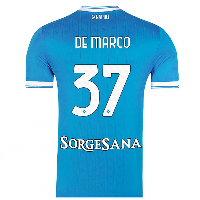 Danxen Homme Maillot Francesco De Marco #37 Bleu Ciel Blanc Tenues Domicile 2025/26 T-Shirt