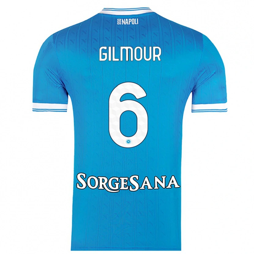 Danxen Homme Maillot Billy Gilmour #6 Bleu Ciel Blanc Tenues Domicile 2025/26 T-Shirt