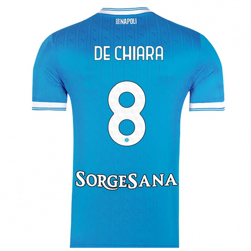 Danxen Homme Maillot Emmanuele De Chiara #8 Bleu Ciel Blanc Tenues Domicile 2025/26 T-Shirt
