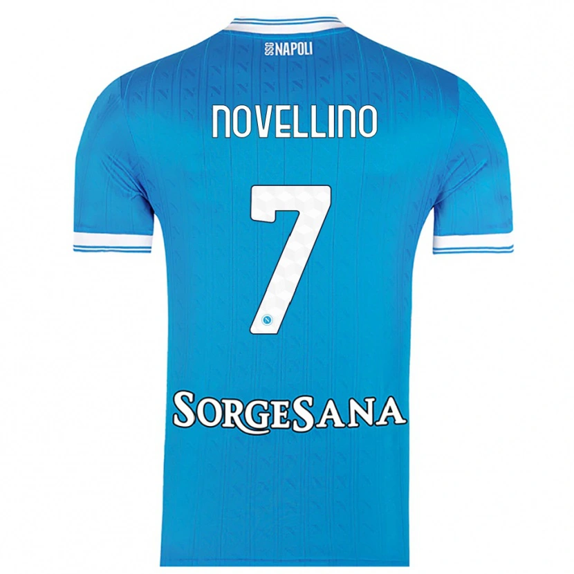 Danxen Homme Maillot Debora Novellino #7 Bleu Ciel Blanc Tenues Domicile 2025/26 T-Shirt