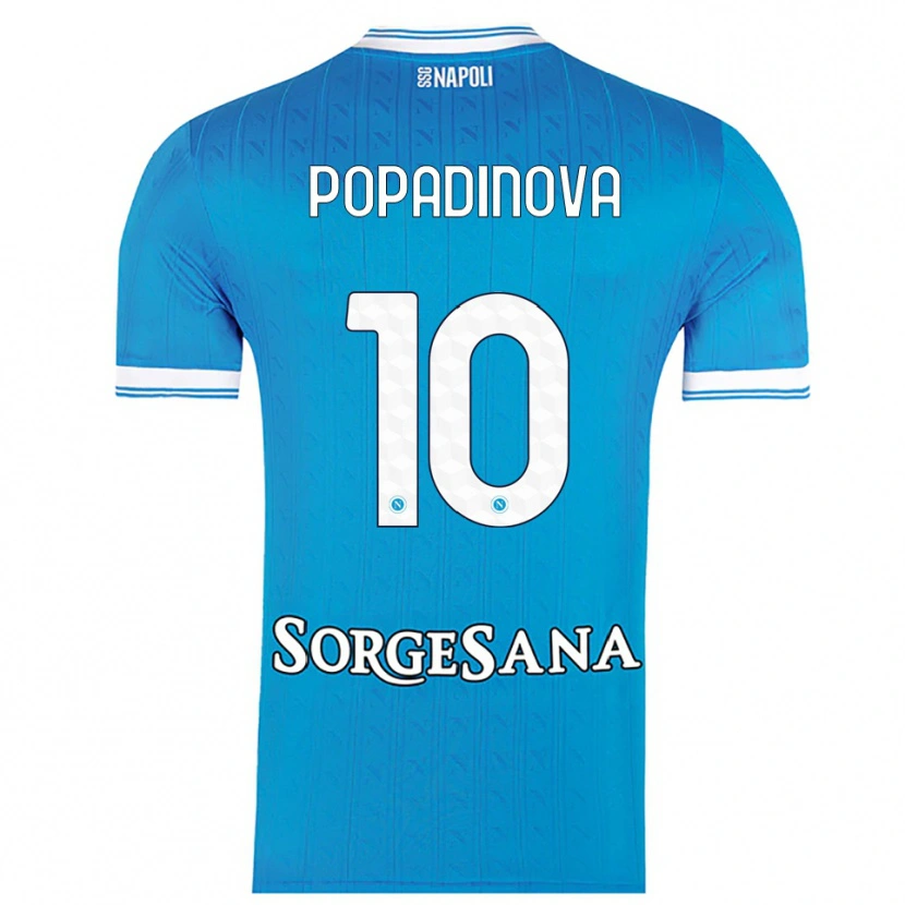 Danxen Homme Maillot Evdokiya Popadinova #10 Bleu Ciel Blanc Tenues Domicile 2025/26 T-Shirt