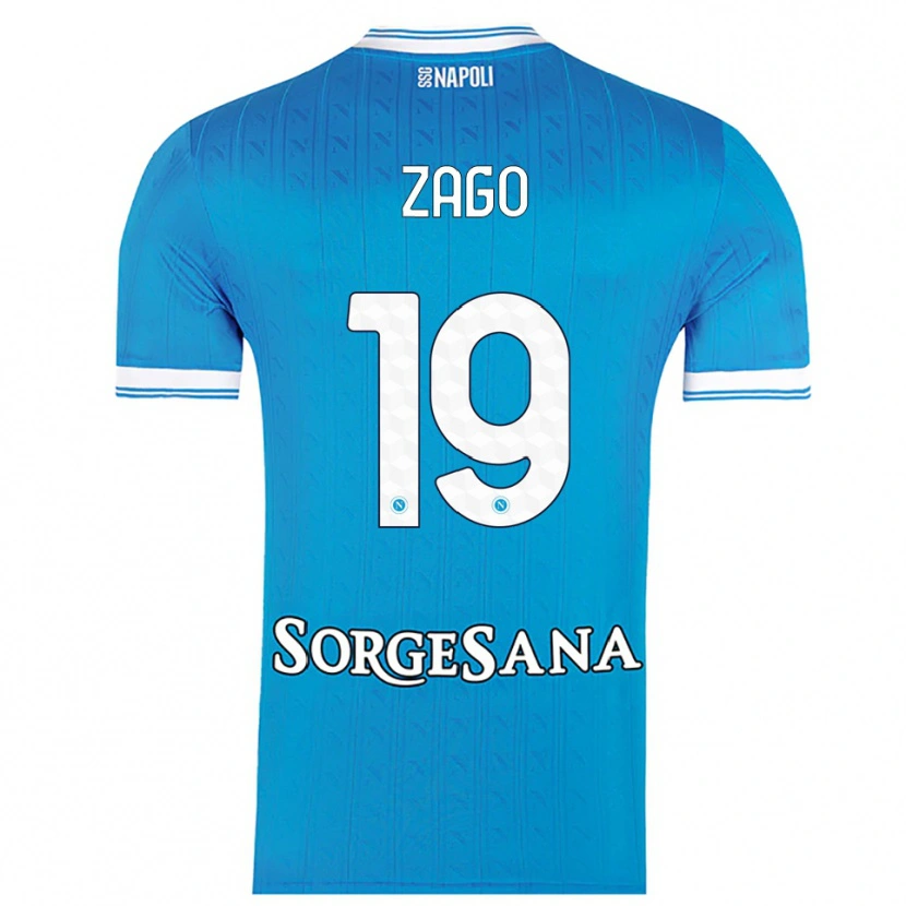 Danxen Homme Maillot Gabriele Zago #19 Bleu Ciel Blanc Tenues Domicile 2025/26 T-Shirt