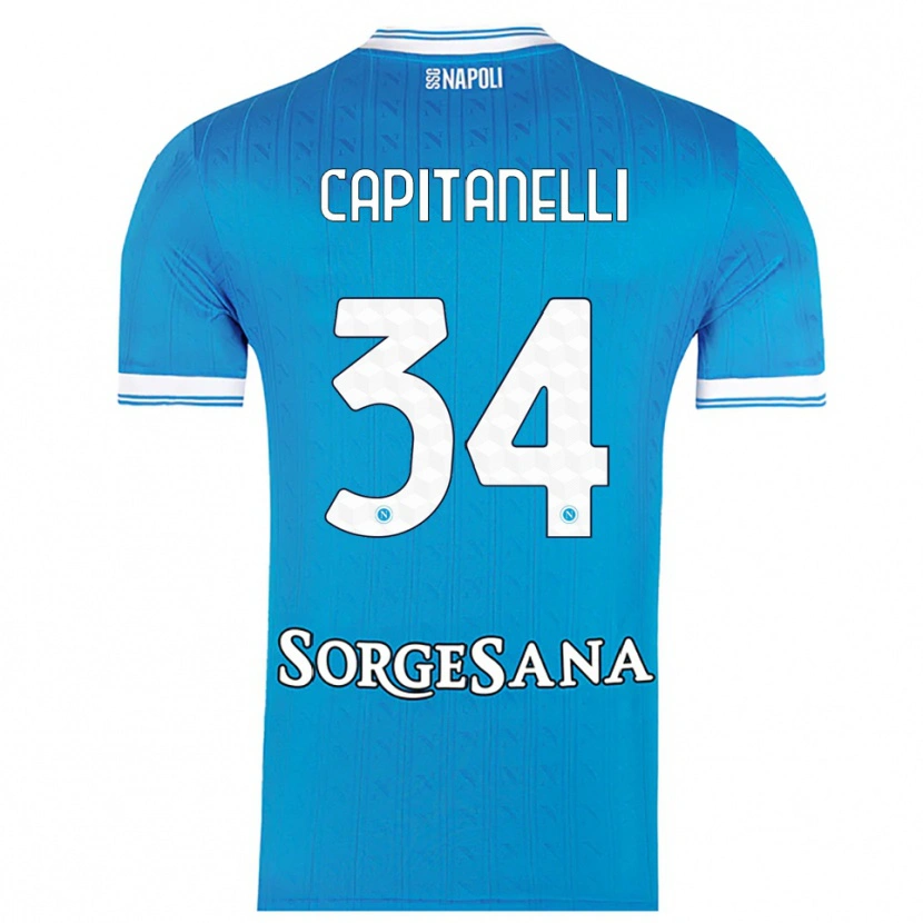 Danxen Homme Maillot Ilaria Capitanelli #34 Bleu Ciel Blanc Tenues Domicile 2025/26 T-Shirt