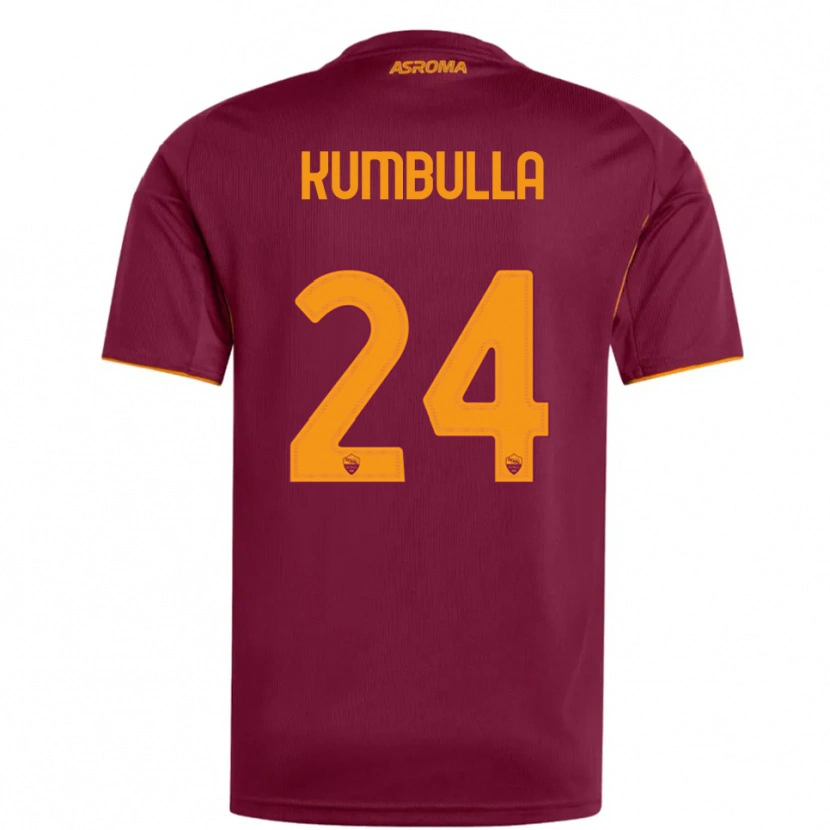 Danxen Homme Maillot Marash Kumbulla #24 Bourgogne Orange Tenues Domicile 2025/26 T-Shirt
