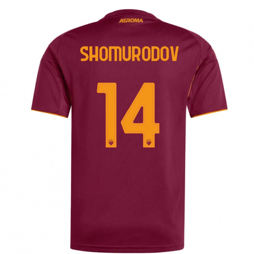 Danxen Homme Maillot Eldor Shomurodov #14 Bourgogne Orange Tenues Domicile 2025/26 T-Shirt