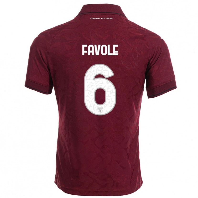 Danxen Homme Maillot Stefania Favole #6 Bourgogne Blanc Tenues Domicile 2025/26 T-Shirt