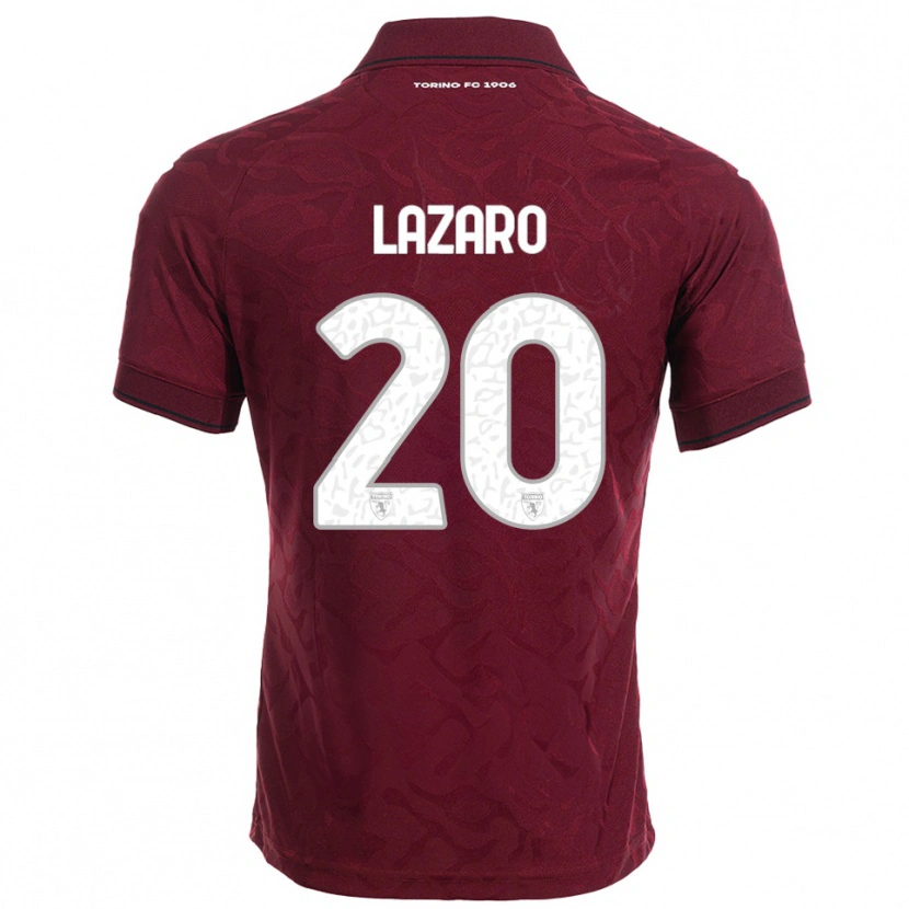 Danxen Homme Maillot Valentino Lazaro #20 Bourgogne Blanc Tenues Domicile 2025/26 T-Shirt