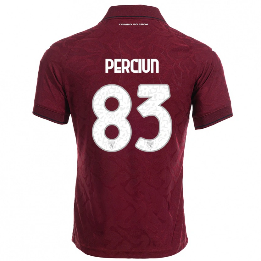 Danxen Homme Maillot Sergiu Perciun #83 Bourgogne Blanc Tenues Domicile 2025/26 T-Shirt