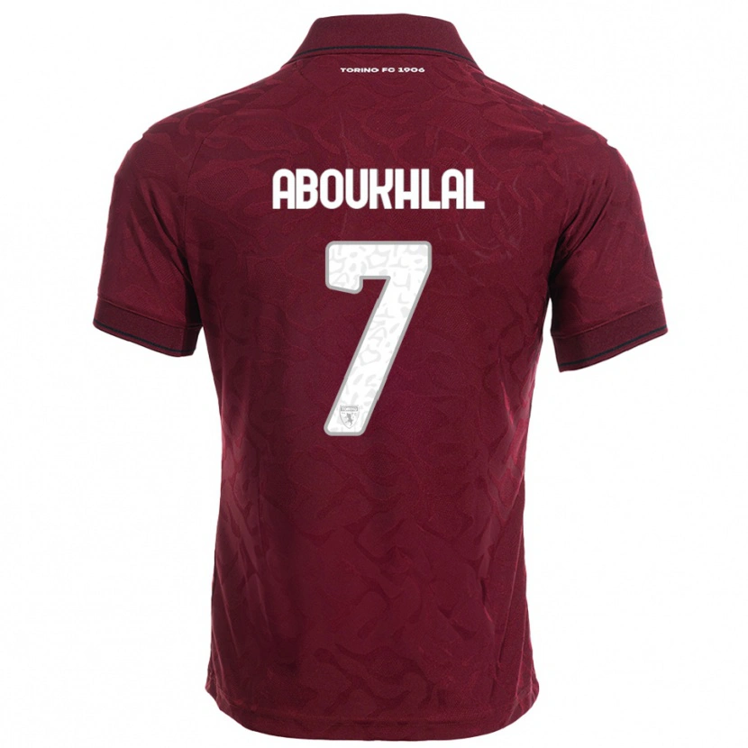 Danxen Homme Maillot Zakaria Aboukhlal #7 Bourgogne Blanc Tenues Domicile 2025/26 T-Shirt