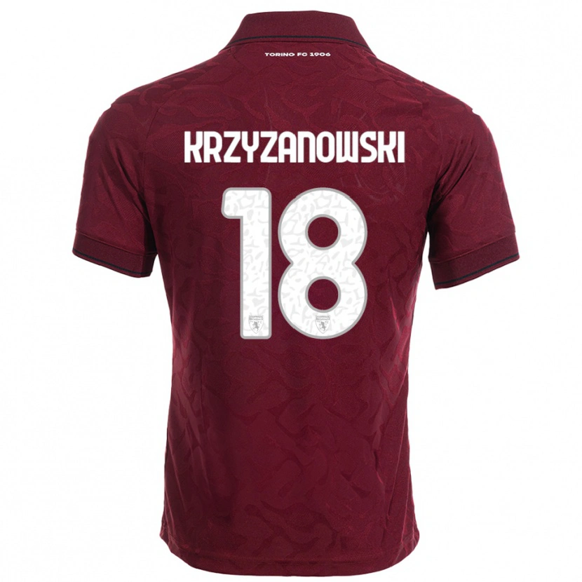 Danxen Homme Maillot Jakub Krzyzanowski #18 Bourgogne Blanc Tenues Domicile 2025/26 T-Shirt