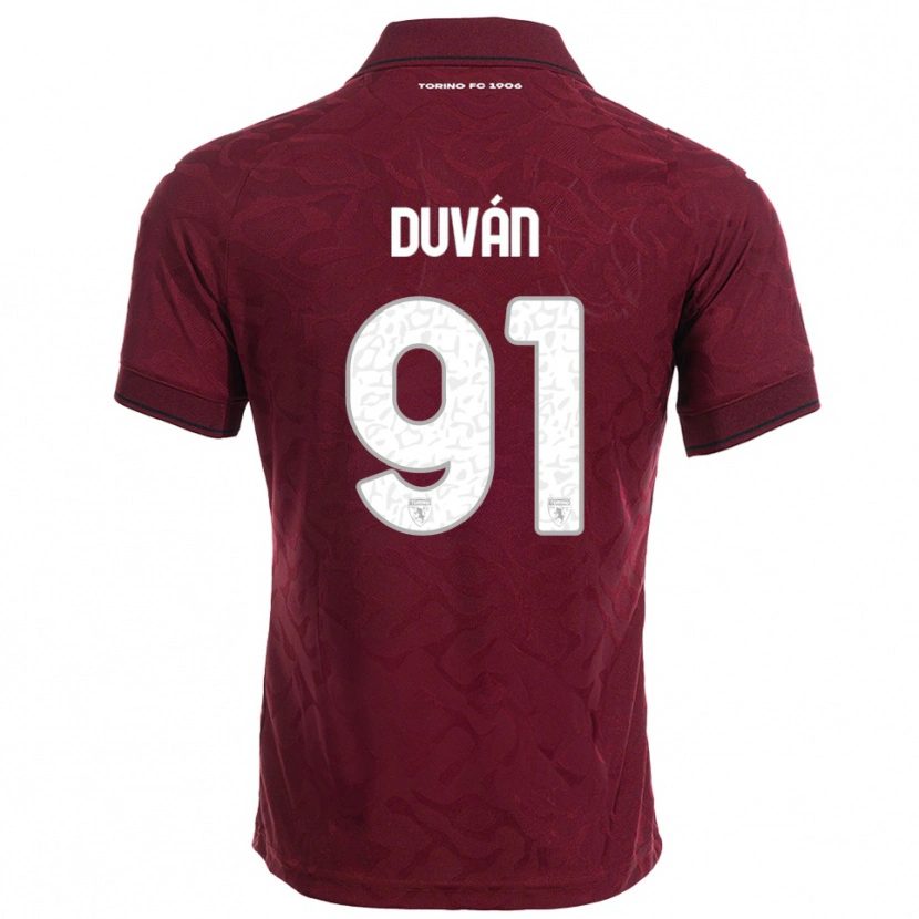 Danxen Homme Maillot Duván Zapata #91 Bourgogne Blanc Tenues Domicile 2025/26 T-Shirt