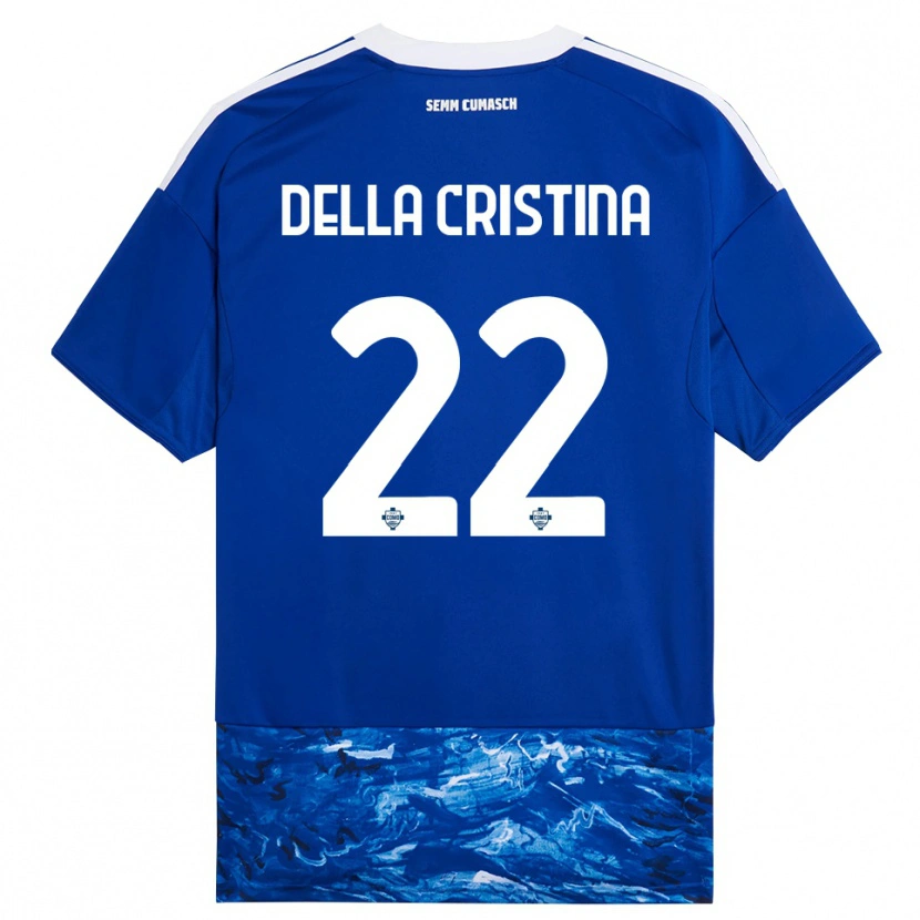 Danxen Homme Maillot Stefano Della Cristina #22 Bleu Blanc Tenues Domicile 2025/26 T-Shirt