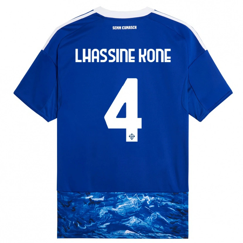 Danxen Homme Maillot Ben Lhassine Kone #4 Bleu Blanc Tenues Domicile 2025/26 T-Shirt