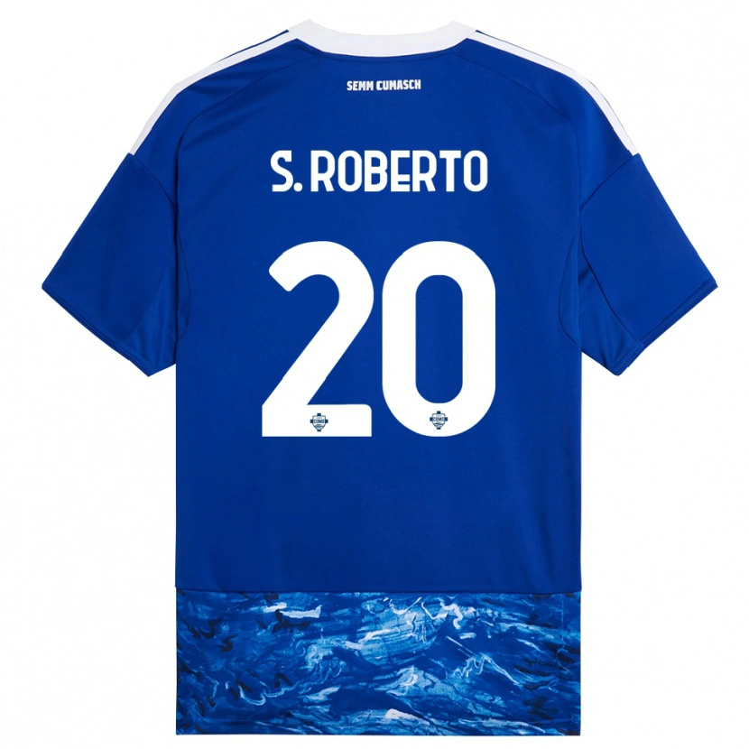 Danxen Homme Maillot Sergi Roberto #20 Bleu Blanc Tenues Domicile 2025/26 T-Shirt