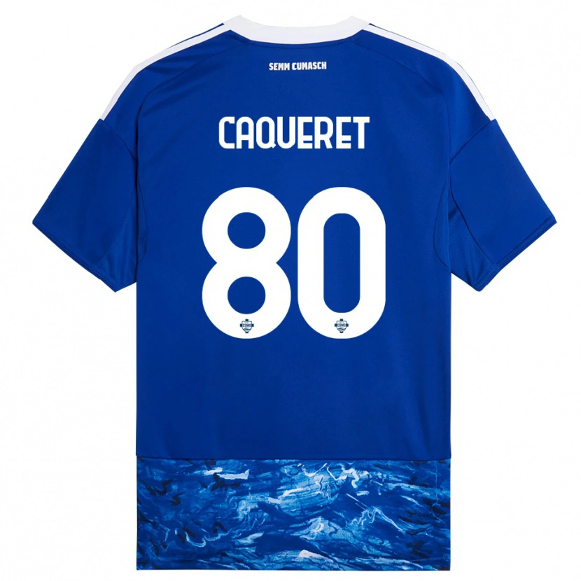 Danxen Homme Maillot Maxence Caqueret #80 Bleu Blanc Tenues Domicile 2025/26 T-Shirt