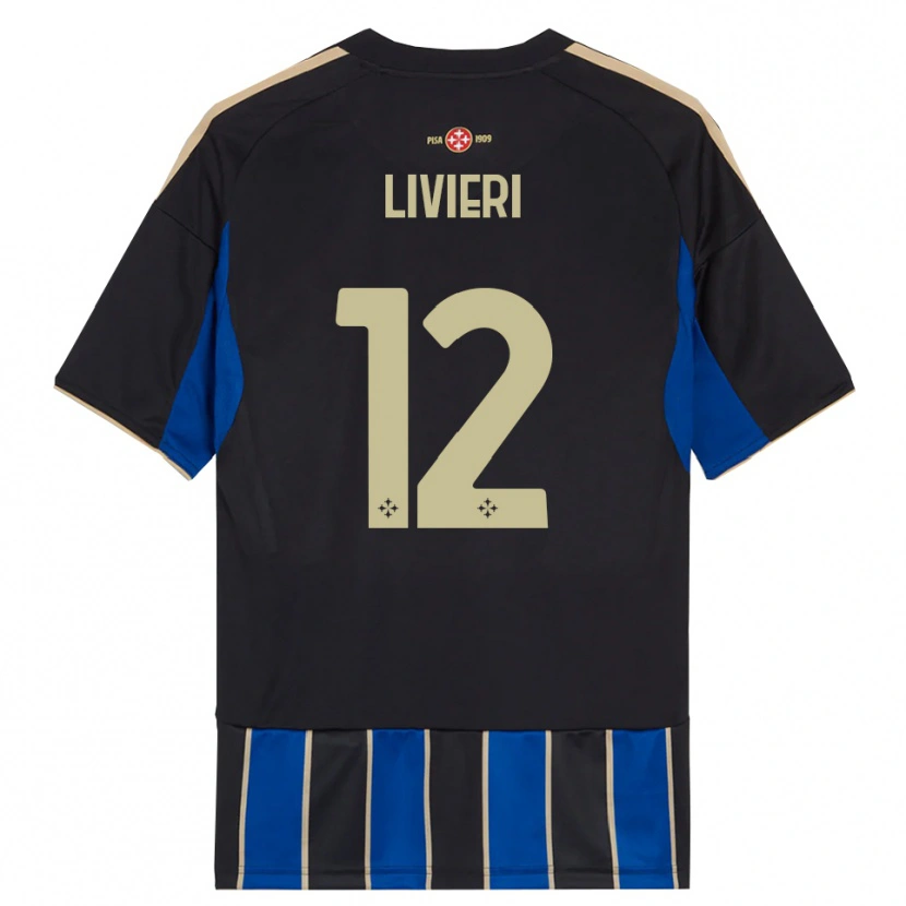 Danxen Homme Maillot Alessandro Livieri #12 Noir Bleu Tenues Domicile 2025/26 T-Shirt