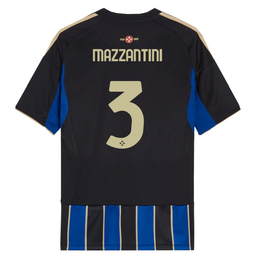 Danxen Homme Maillot Niccolò Mazzantini #3 Noir Bleu Tenues Domicile 2025/26 T-Shirt