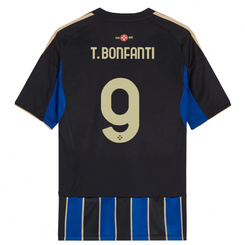 Danxen Homme Maillot Thomas Bonfanti #9 Noir Bleu Tenues Domicile 2025/26 T-Shirt
